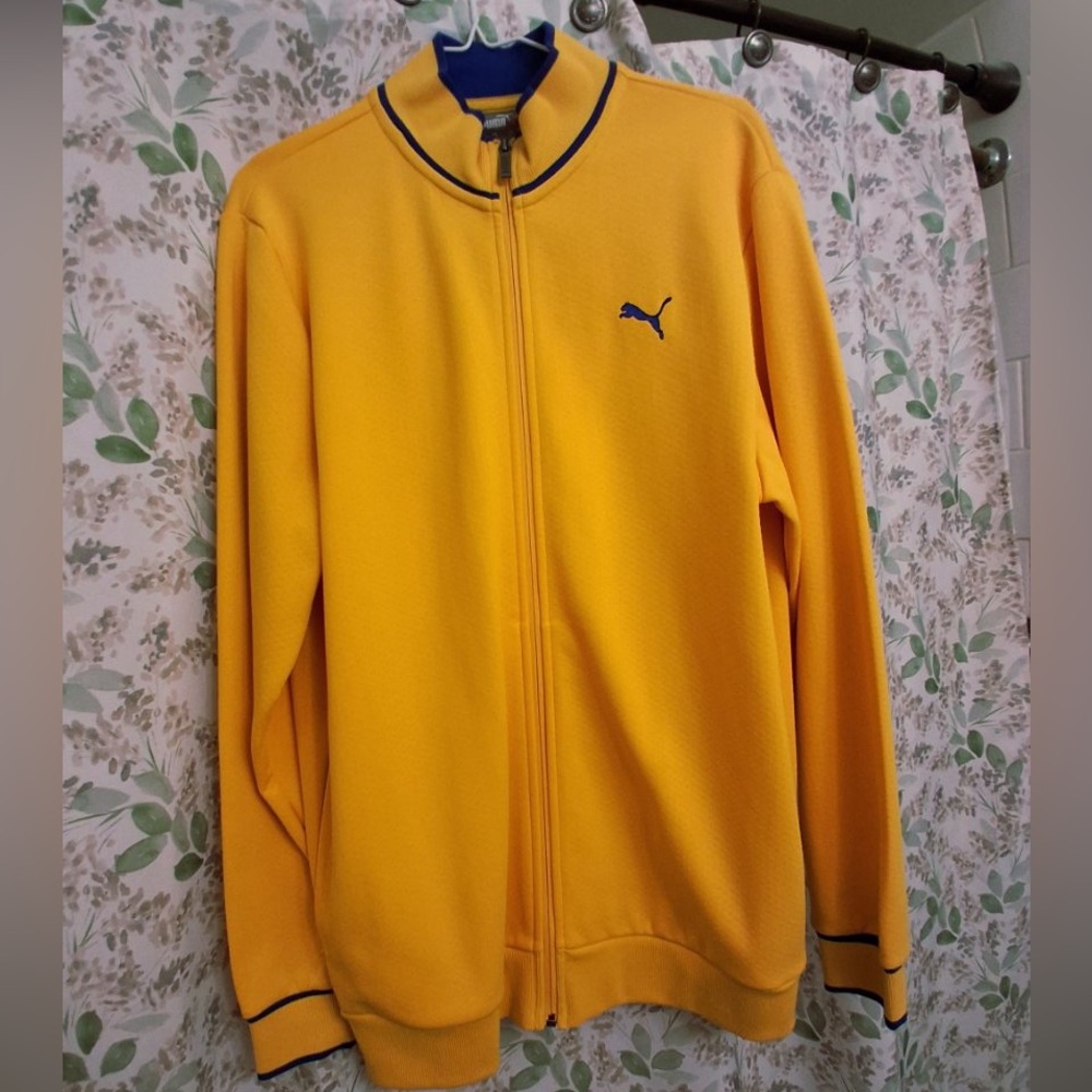Puma Men's Yellow Full-Zip Active Top _Large Yellow/Navy
